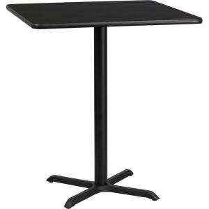 Flash Furniture 36” Square Natural Laminate Table Top with 30” x 30” Bar Height Table Base(Black)