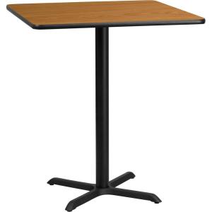 Flash Furniture 36” Square Natural Laminate Table Top with 30” x 30” Bar Height Table Base(Natural)