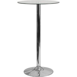 Flash Furniture Kenneth Commercial 23.5″ Round Tempered Glass Table with 35.5″H Chrome Base