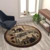 Flash Furniture Vale Collection Wildlife Area Rug – Rustic Brown Nature Inspired Olefin Rug – 6′ x 6′ Area Rug – Jute Backing – Entryway, Living Room, Bedroom(Beige)