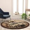Flash Furniture Vale Collection Wildlife Area Rug – Rustic Brown Nature Inspired Olefin Rug – 6′ x 6′ Area Rug – Jute Backing – Entryway, Living Room, Bedroom(Beige)