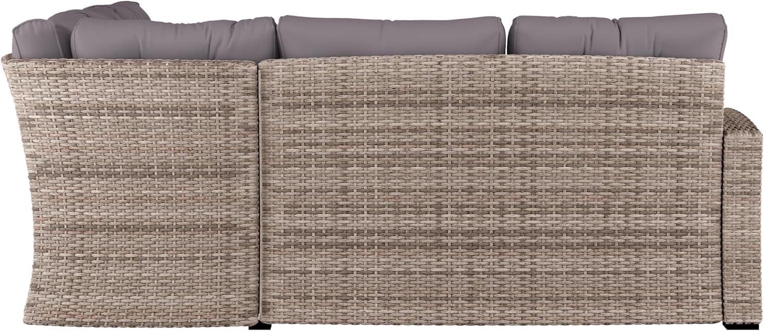 image:imageFlash Furniture Huck Wicker Rattan Conversation Set Versatile IndoorOutdoor Use LShaped Sofa and Dining Table WeatherResistant Cushions GrayGray CushionsGray Frame