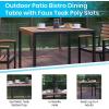 Flash Furniture 7 Piece Patio Table Set – 4 Synthetic Stackable Faux Teak Chairs – 35″ Square Faux Teak Table – Tan Umbrella with Base(Tan)