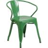 Flash Furniture Commercial Grade 31.5″ x 63″ Rectangular Black Metal Indoor-Outdoor Table Set with 6 Arm Chairs(Green)