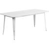 Flash Furniture Commercial Grade 31.5″ x 63″ Rectangular Black Metal Indoor-Outdoor Table Set with 6 Arm Chairs(White)