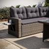 Flash Furniture Huck Wicker Rattan Conversation Set, Versatile Indoor/Outdoor Use, L-Shaped Sofa and Dining Table, Weather-Resistant Cushions, Gray(Gray Cushions/Gray Frame)
