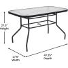 Flash Furniture Lila Commercial 5-Piece Outdoor Dining Set, Tempered Glass Patio Table with Umbrella Hole, 4 Triple Slat Chairs, 47″, Black