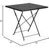 Flash Furniture Oia Commercial Grade 28″ Square White Indoor-Outdoor Steel Folding Patio Table Set with 2 Square Back Chairs(Black)