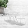Flash Furniture Oia Commercial Grade 28″ Square White Indoor-Outdoor Steel Folding Patio Table Set with 2 Square Back Chairs(White)