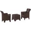 Flash Furniture Seneca Dark Gray Faux Rattan Plastic Chair Set with Matching Side Table(Chocolate)