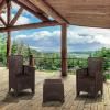 Flash Furniture Seneca Dark Gray Faux Rattan Plastic Chair Set with Matching Side Table(Chocolate)