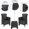Flash Furniture Seneca Dark Gray Faux Rattan Plastic Chair Set with Matching Side Table(Dark Gray)