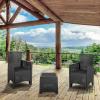 Flash Furniture Seneca Dark Gray Faux Rattan Plastic Chair Set with Matching Side Table(Dark Gray)