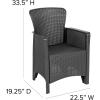 Flash Furniture Seneca Dark Gray Faux Rattan Plastic Chair Set with Matching Side Table(Dark Gray)