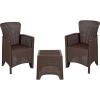 Flash Furniture Seneca Dark Gray Faux Rattan Plastic Chair Set with Matching Side Table(Chocolate)