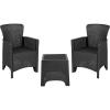 Flash Furniture Seneca Dark Gray Faux Rattan Plastic Chair Set with Matching Side Table(Dark Gray)