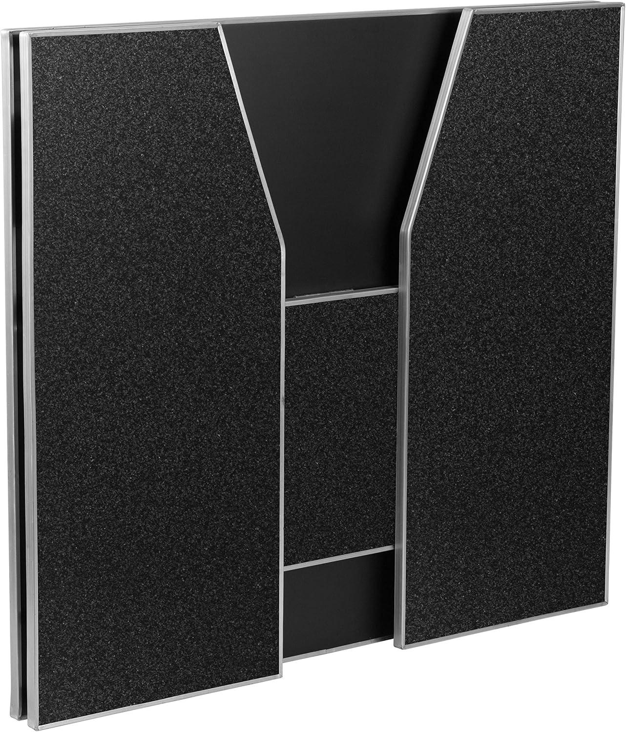 image:imageFlash Furniture 4 Folding Portable Event Bar with Top and Middle Shelves Mobile Laminate Foldable Bar for Parties and Events WhiteBlack Marble