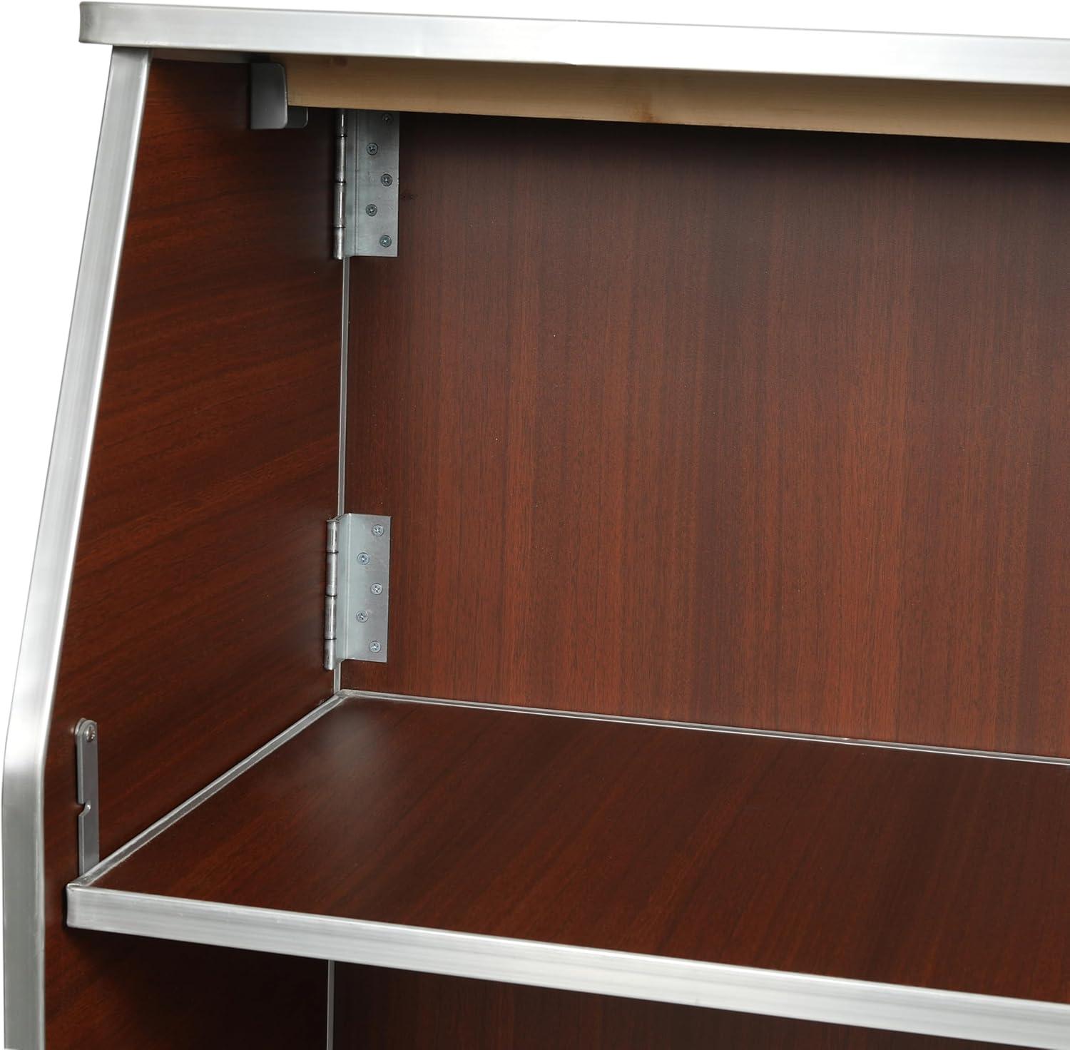 image:imageFlash Furniture 4 Folding Portable Event Bar with Top and Middle Shelves Mobile Laminate Foldable Bar for Parties and Events WhiteWalnut Woodgrain