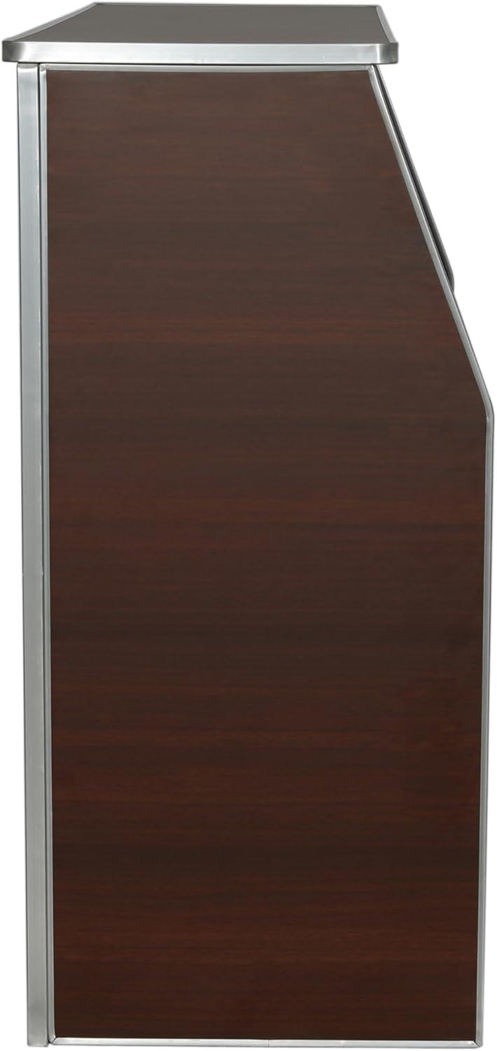 image:imageFlash Furniture 4 Folding Portable Event Bar with Top and Middle Shelves Mobile Laminate Foldable Bar for Parties and Events WhiteWalnut Woodgrain