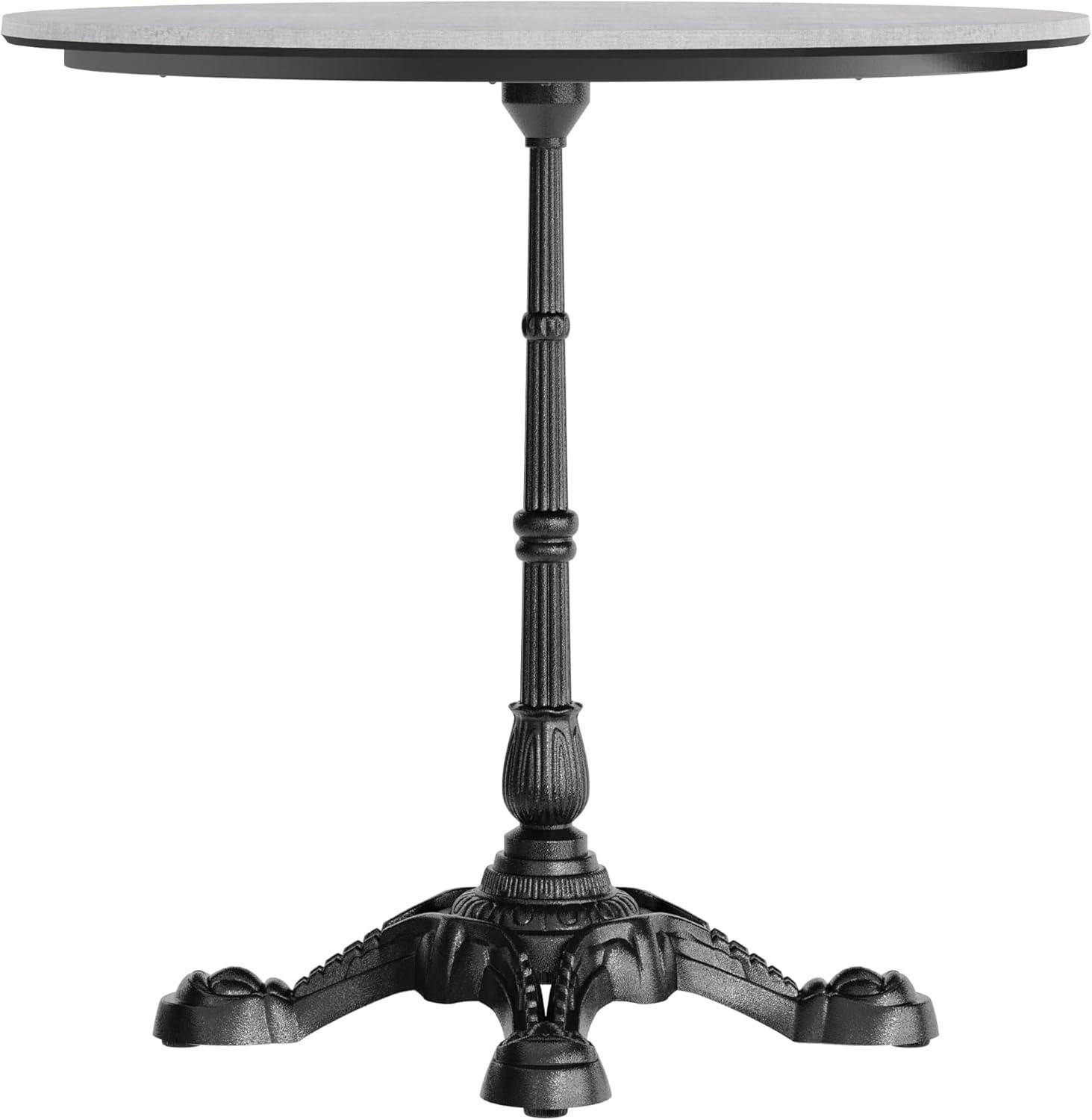 image:imageFlash Furniture Acadia 3125 Round Indoor Outdoor Dark Brown Tabletop with Black Bistro Base Scratch Heat amp UV Resistant Seamless TopGuard HPL Top and EdgeGray Faux ConcreteBlack Base
