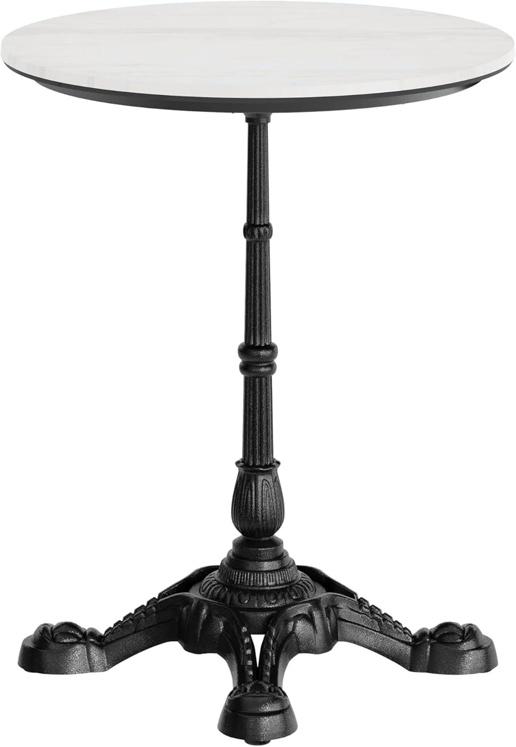 image:imageFlash Furniture Acadia 3125 Round Indoor Outdoor Dark Brown Tabletop with Black Bistro Base Scratch Heat amp UV Resistant Seamless TopGuard HPL Top and EdgeWhite Faux MarbleBlack Base