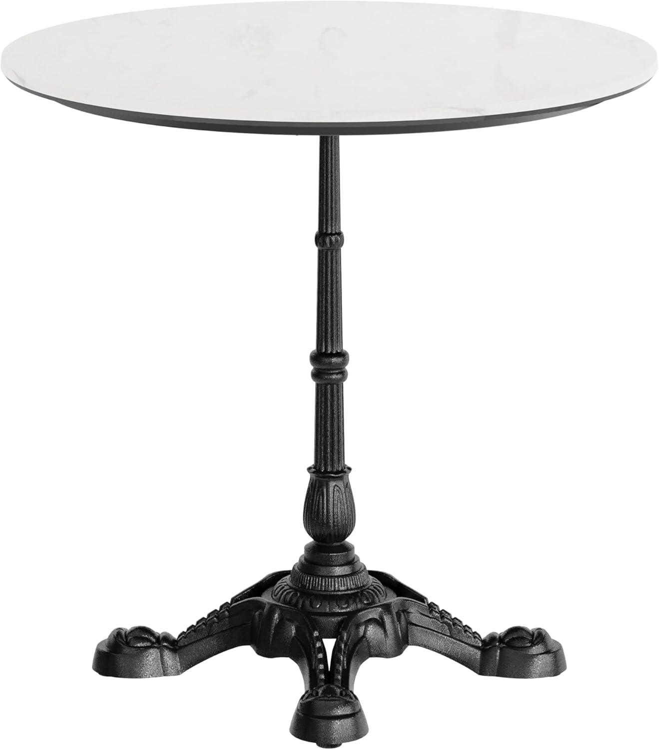 image:imageFlash Furniture Acadia 3125 Round Indoor Outdoor Dark Brown Tabletop with Black Bistro Base Scratch Heat amp UV Resistant Seamless TopGuard HPL Top and EdgeWhite Faux MarbleBlack Base
