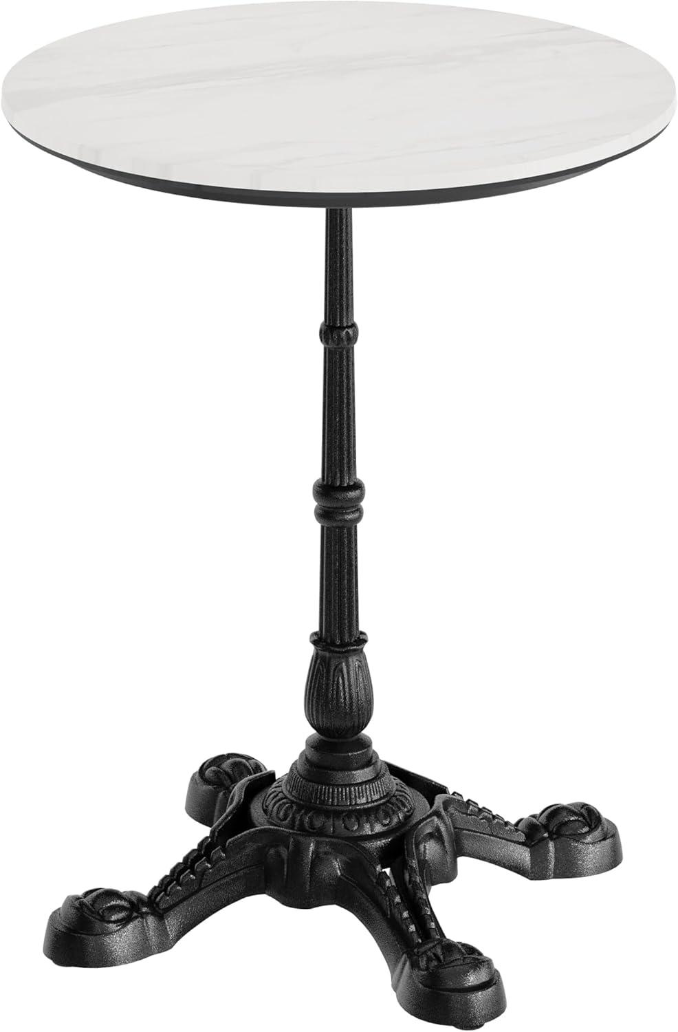 image:imageFlash Furniture Acadia 3125 Round Indoor Outdoor Dark Brown Tabletop with Black Bistro Base Scratch Heat amp UV Resistant Seamless TopGuard HPL Top and EdgeWhite Faux MarbleBlack Base