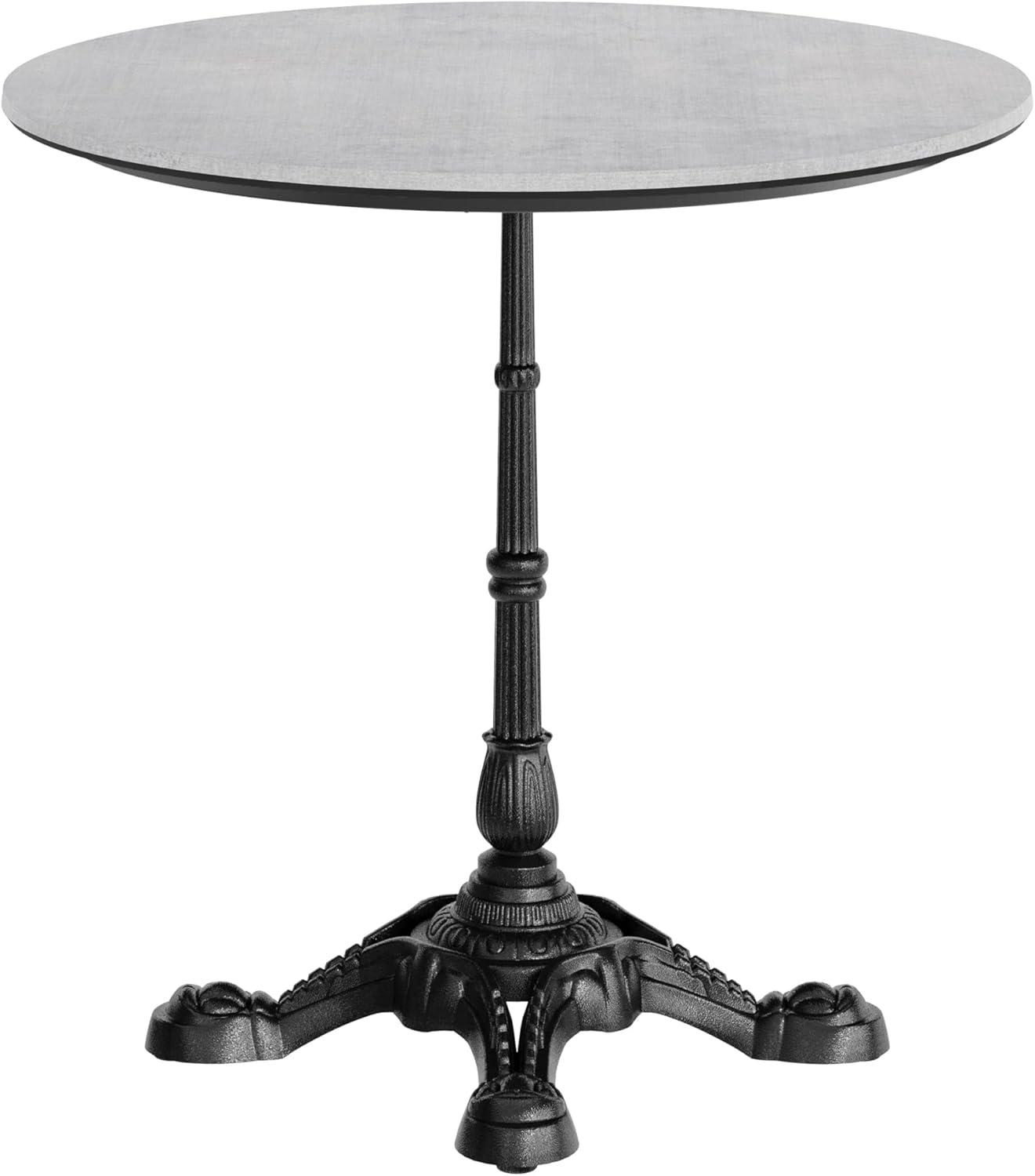 image:imageFlash Furniture Acadia 3125 Round Indoor Outdoor Dark Brown Tabletop with Black Bistro Base Scratch Heat amp UV Resistant Seamless TopGuard HPL Top and EdgeGray Faux ConcreteBlack Base