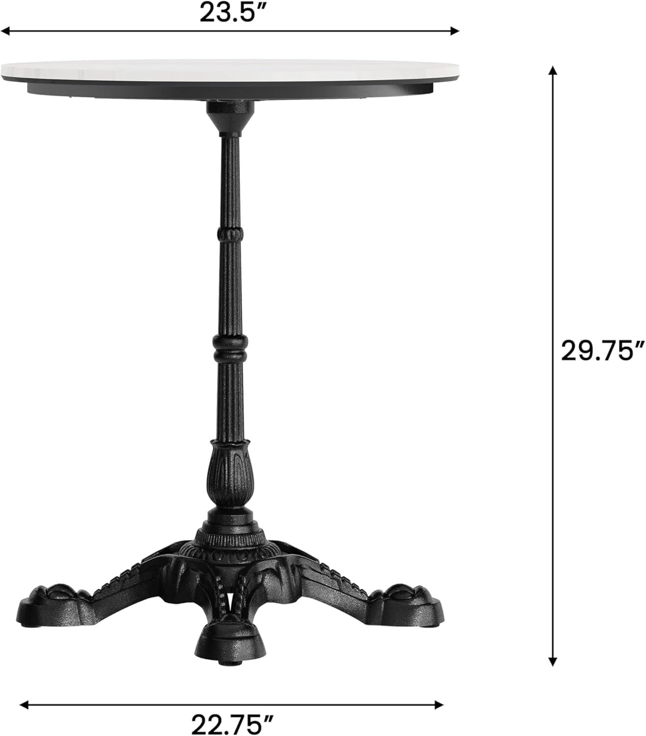 image:imageFlash Furniture Acadia 3125 Round Indoor Outdoor Dark Brown Tabletop with Black Bistro Base Scratch Heat amp UV Resistant Seamless TopGuard HPL Top and EdgeWhite Faux MarbleBlack Base