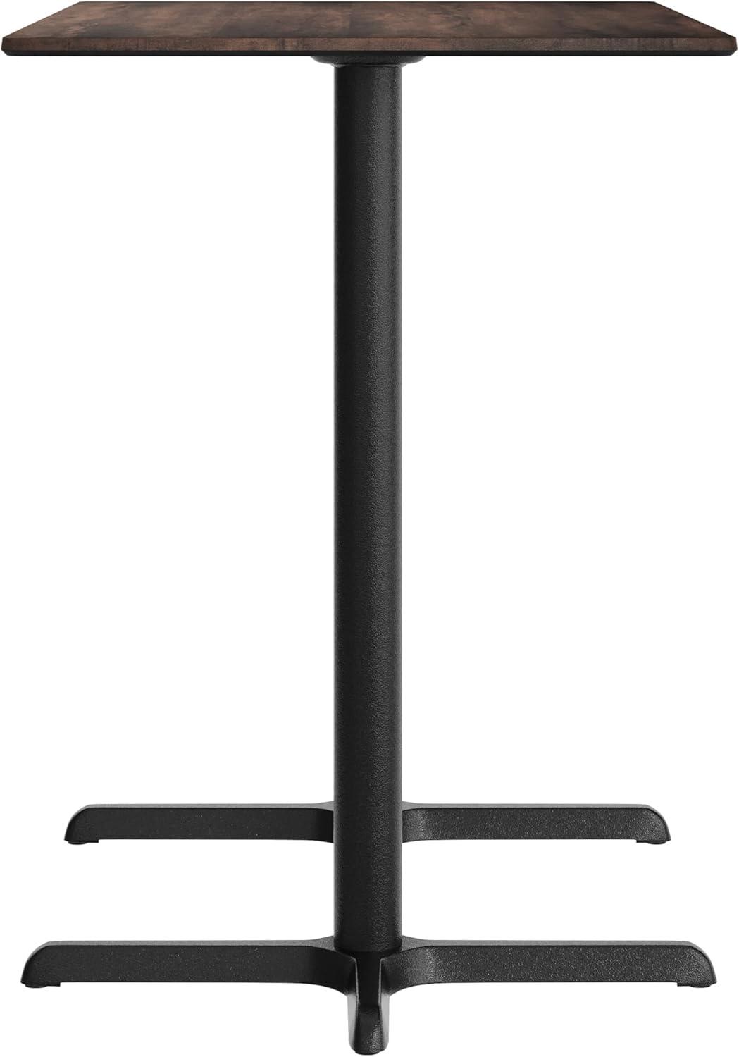 image:imageFlash Furniture Acadia 48 x 30 Indoor Gray Faux Concrete Tabletop with Dual 22 x 30 Black Bar Height Crisscross Bases Seamless TopGuard HPL Top and EdgeDark BrownBlack Base