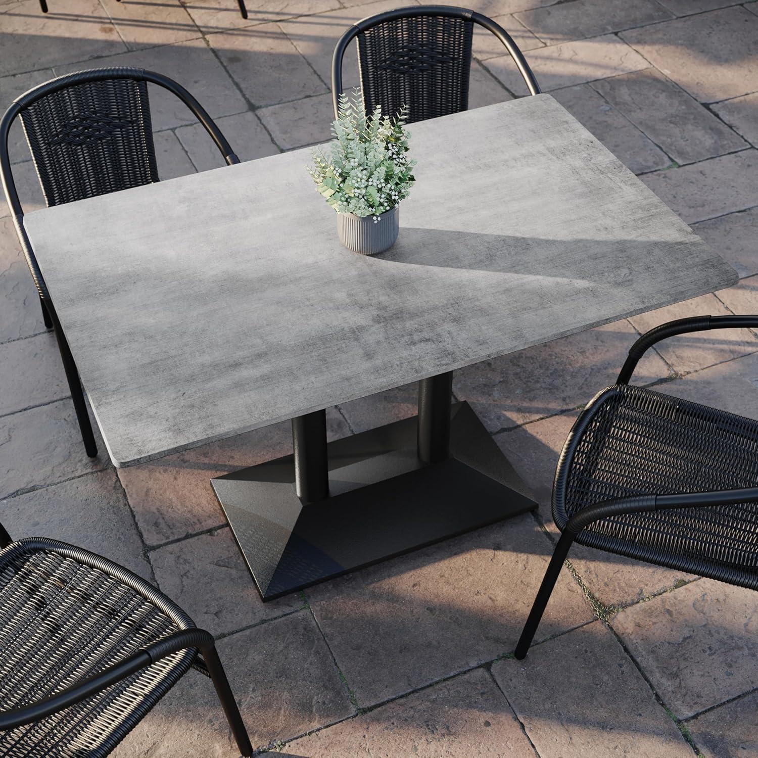 image:imageFlash Furniture Acadia 48x30 Indoor Outdoor Gray Faux Concrete Tabletop with Silver Dual Column Base Scratch Heat amp UV Resistant Seamless TopGuard Top and EdgeGray Faux ConcreteBlack Base