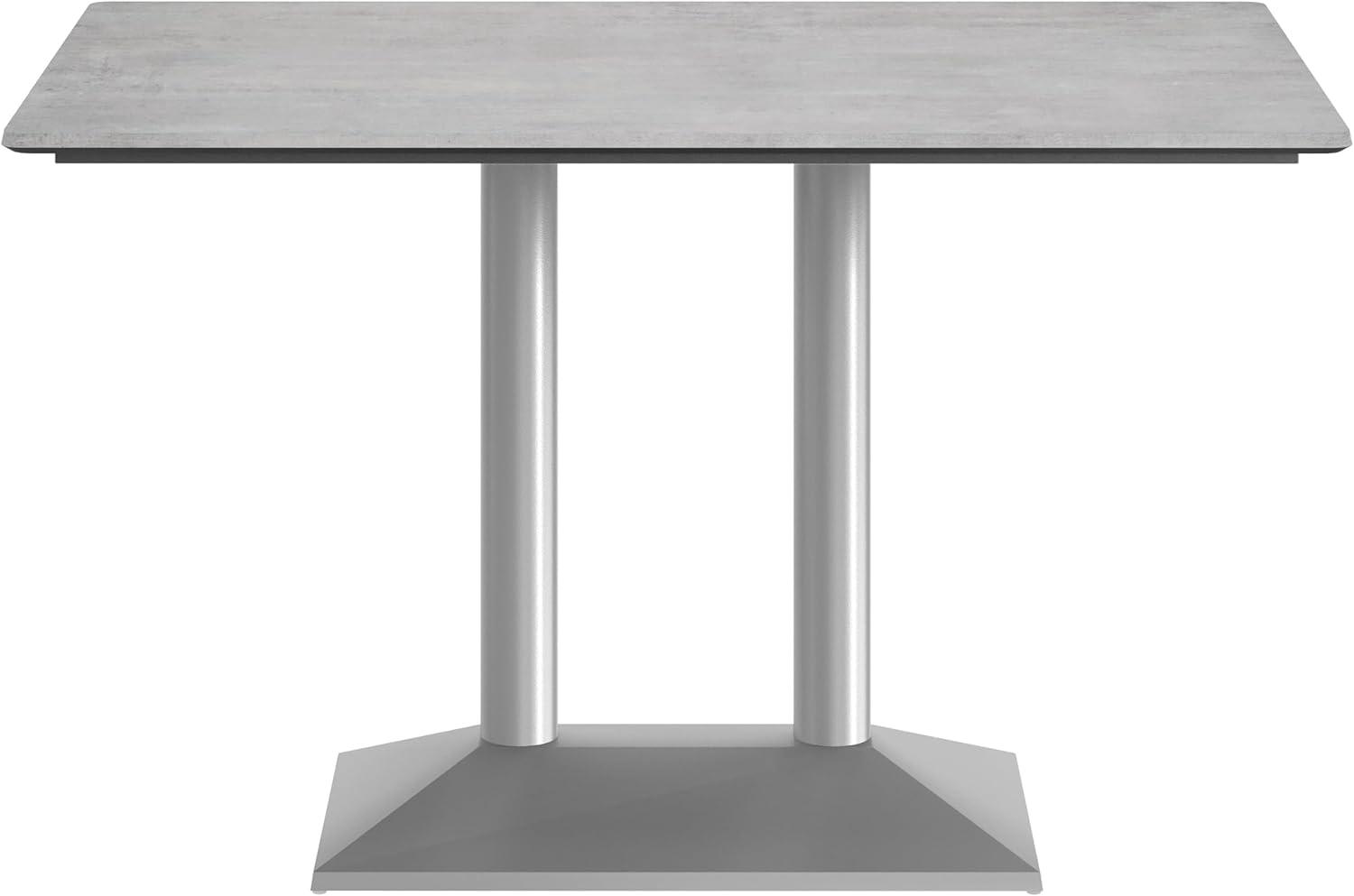 image:imageFlash Furniture Acadia 48x30 Indoor Outdoor Gray Faux Concrete Tabletop with Silver Dual Column Base Scratch Heat amp UV Resistant Seamless TopGuard Top and EdgeGray Faux ConcreteSilver Base