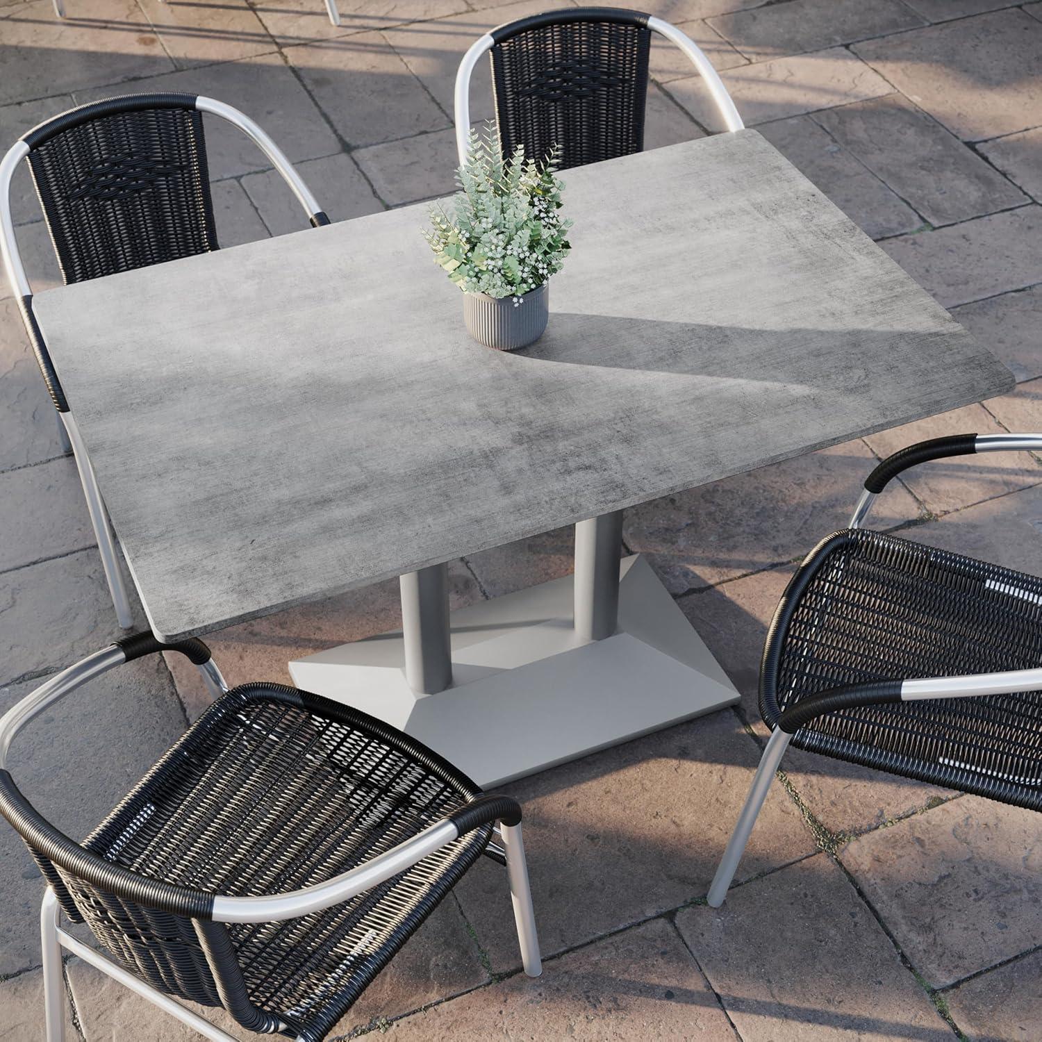image:imageFlash Furniture Acadia 48x30 Indoor Outdoor Gray Faux Concrete Tabletop with Silver Dual Column Base Scratch Heat amp UV Resistant Seamless TopGuard Top and EdgeGray Faux ConcreteSilver Base