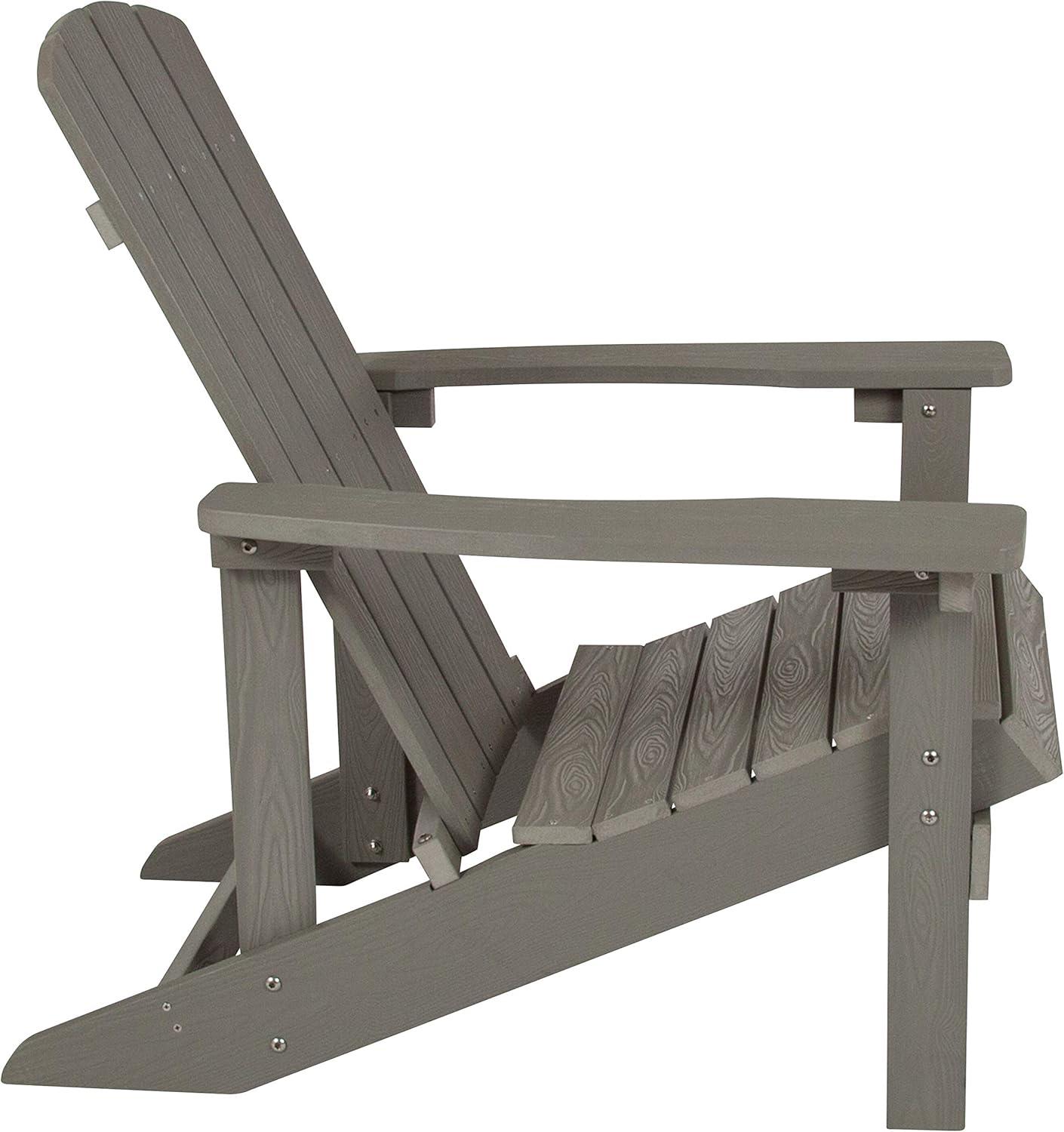 image:imageFlash Furniture Charlestown Commercial 2 Chair and Side Table Adirondack Set Gray Poly Resin Weather Resistant