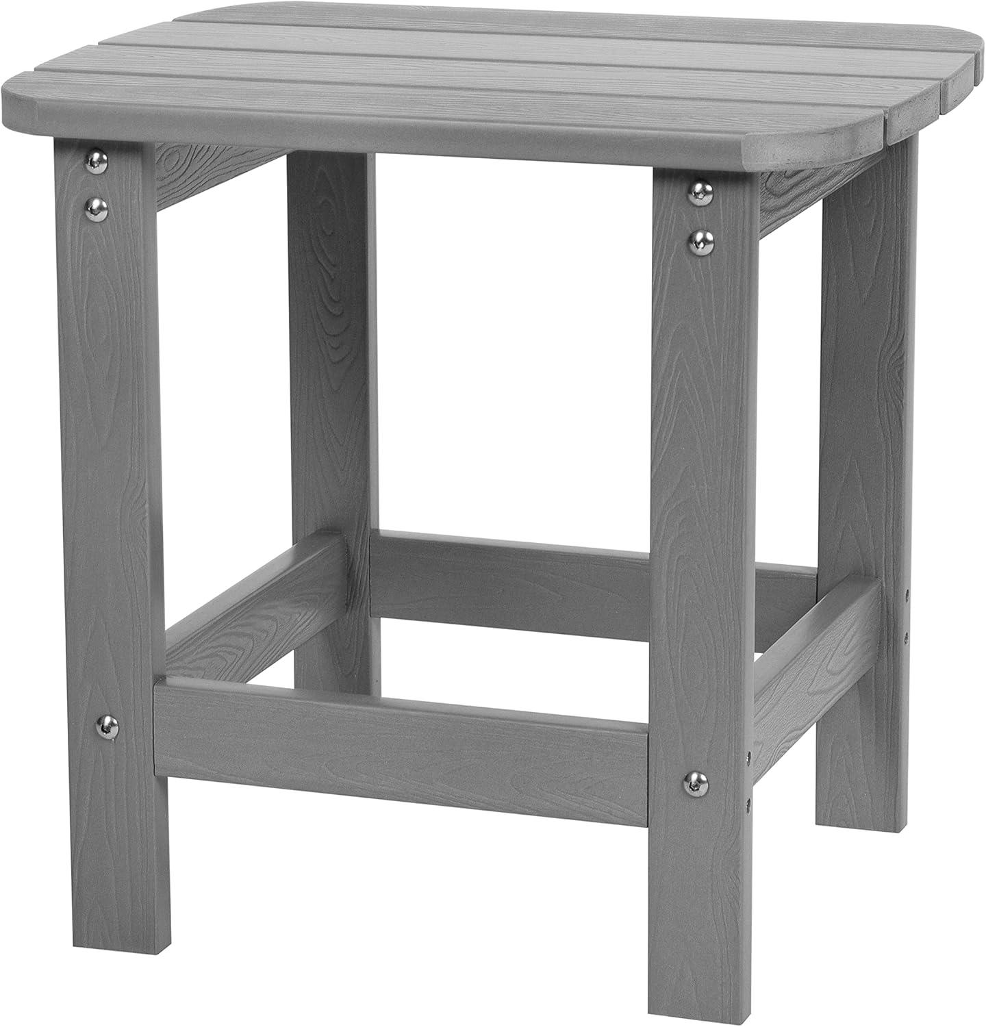 image:imageFlash Furniture Charlestown Commercial 2 Chair and Side Table Adirondack Set Gray Poly Resin Weather Resistant