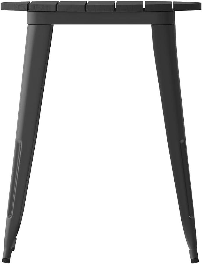 image:imageFlash Furniture Declan Commercial Outdoor Bar Height Dining Table All Weather Poly Resin Top with Steel Base 2375 Round BrownBlackBlack TopBlack Frame