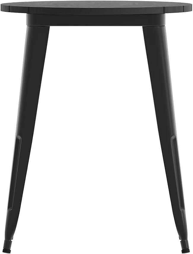 image:imageFlash Furniture Declan Commercial Outdoor Bar Height Dining Table All Weather Poly Resin Top with Steel Base 2375 Round BrownBlackBlack TopBlack Frame