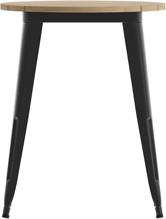 image:imageFlash Furniture Declan Commercial Outdoor Bar Height Dining Table All Weather Poly Resin Top with Steel Base 2375 Round BrownBlackBrown TopBlack Frame