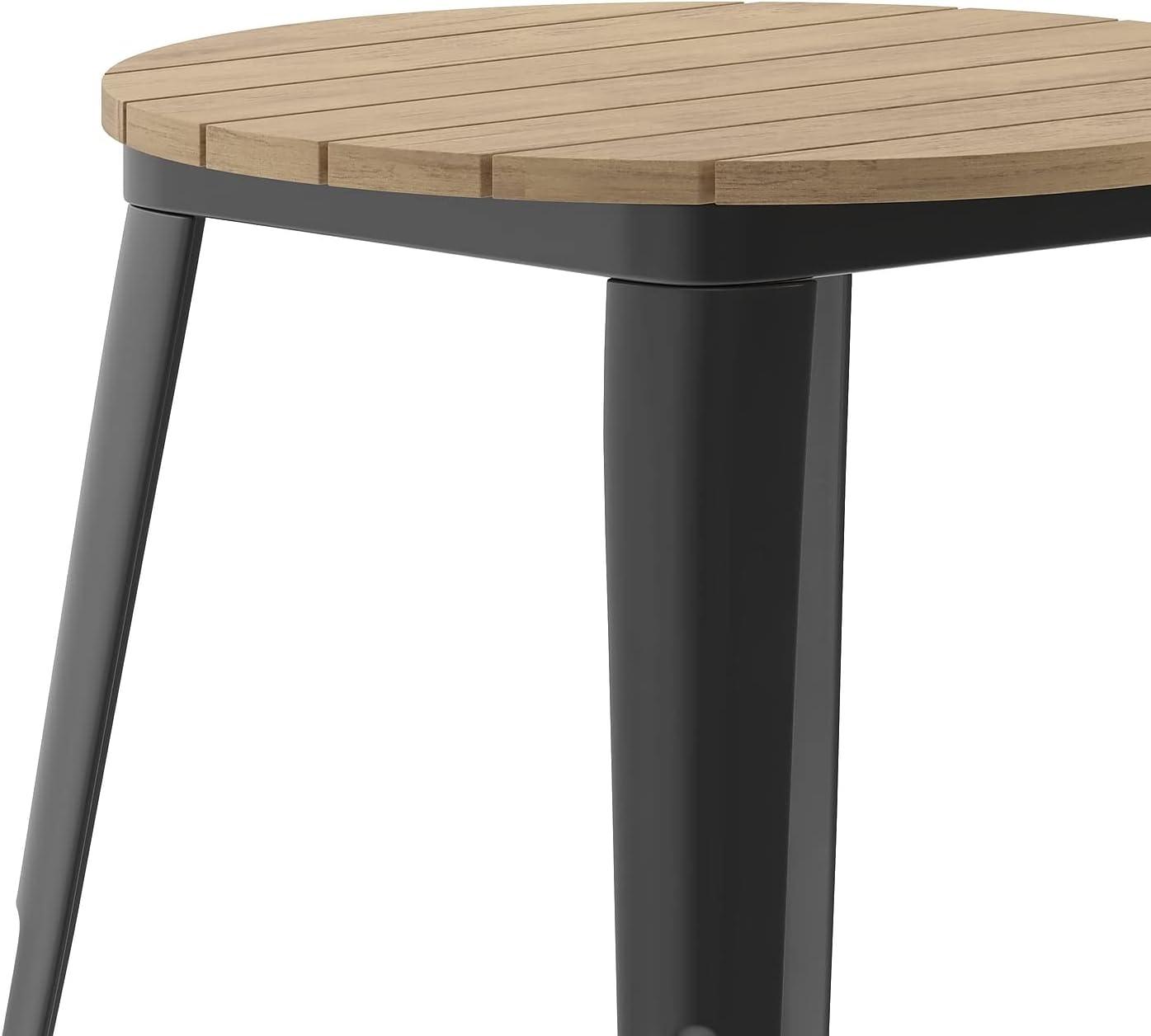 image:imageFlash Furniture Declan Commercial Outdoor Bar Height Dining Table All Weather Poly Resin Top with Steel Base 2375 Round BrownBlackBrown TopBlack Frame