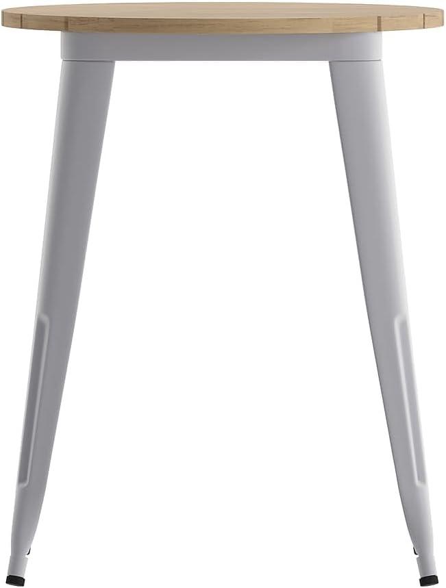 image:imageFlash Furniture Declan Commercial Outdoor Bar Height Dining Table All Weather Poly Resin Top with Steel Base 2375 Round BrownBlackBrown TopSilver Frame