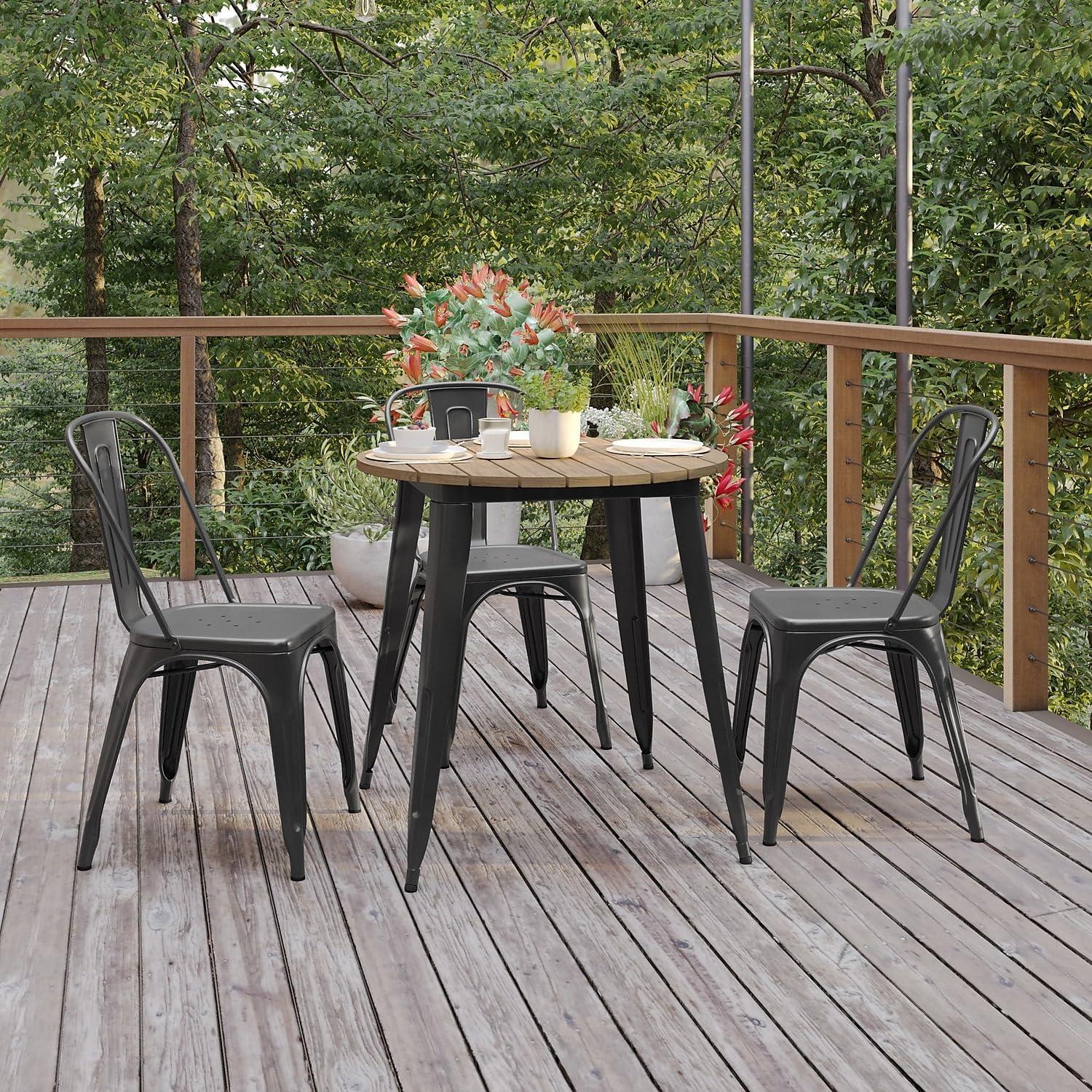 image:imageFlash Furniture Declan Commercial Outdoor Dining Table All Weather Poly Resin Top with Steel Base 30 Round BrownBlackBrownBlack
