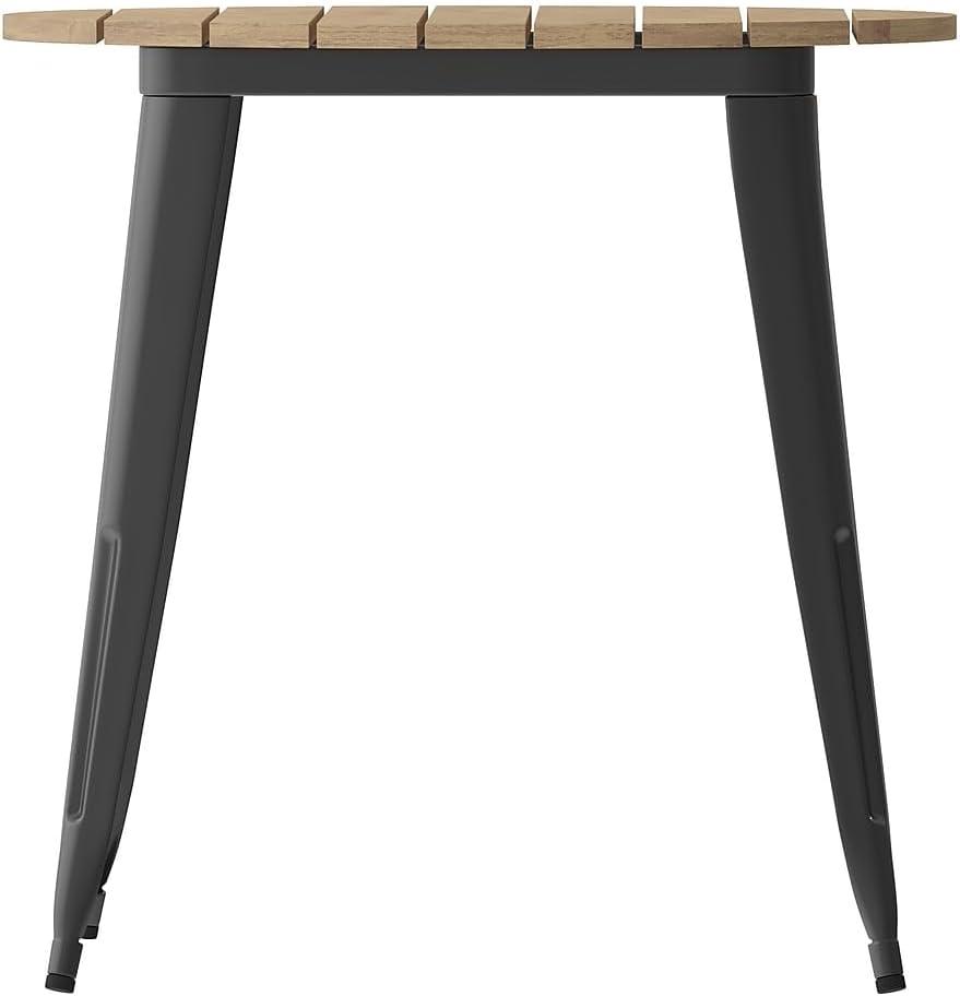 image:imageFlash Furniture Declan Commercial Outdoor Dining Table All Weather Poly Resin Top with Steel Base 30 Round BrownBlackBrownBlack