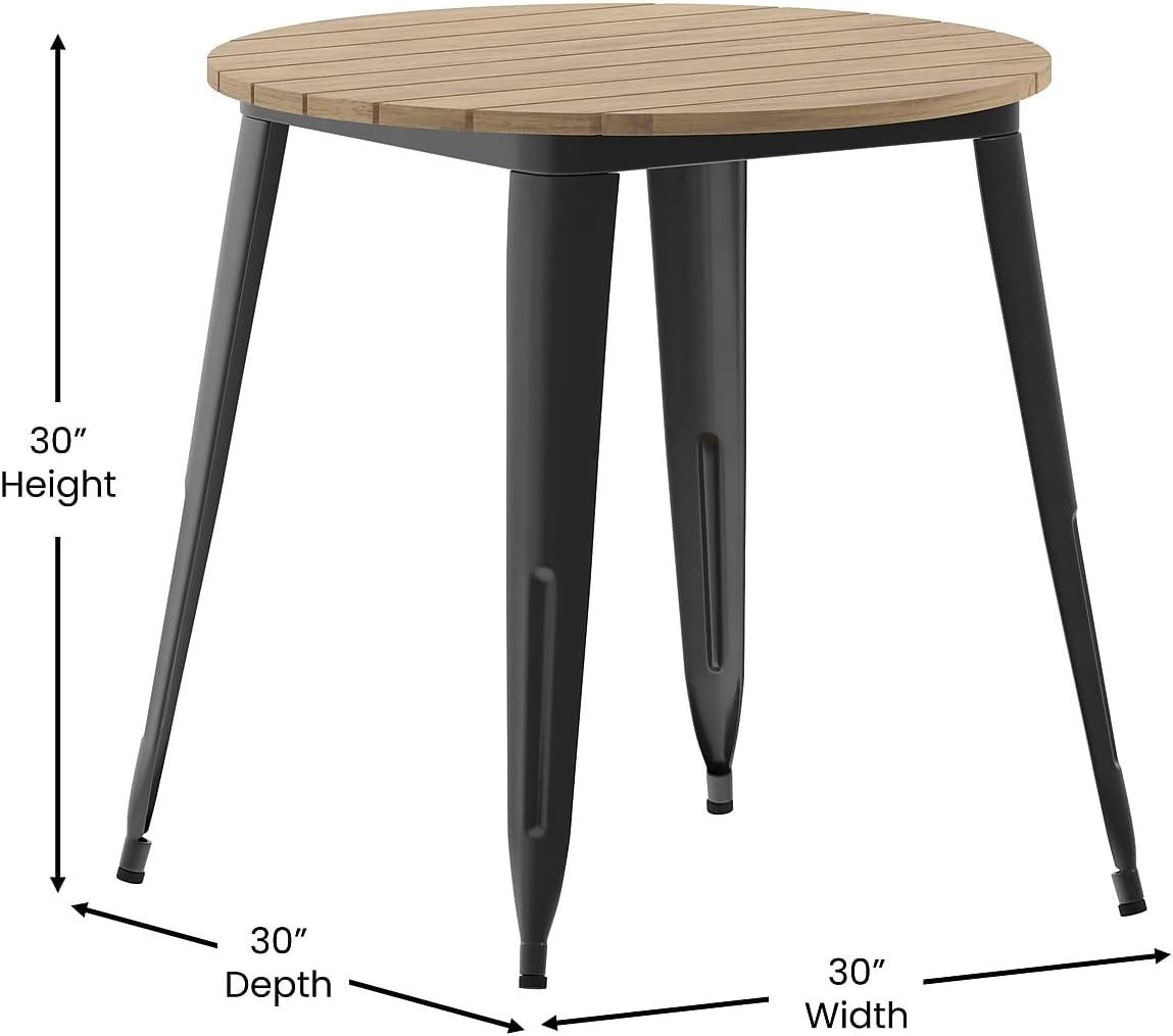 image:imageFlash Furniture Declan Commercial Outdoor Dining Table All Weather Poly Resin Top with Steel Base 30 Round BrownBlackBrownBlack
