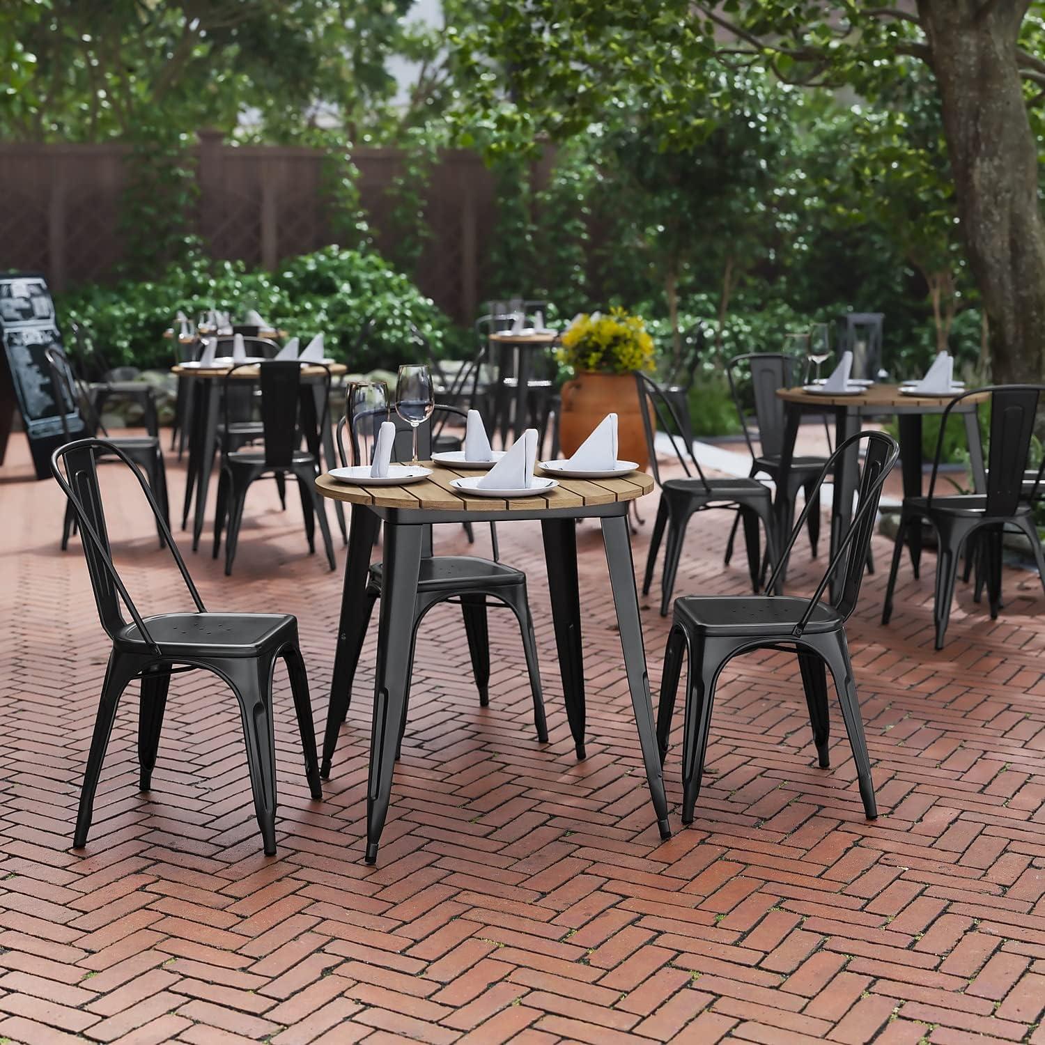 image:imageFlash Furniture Declan Commercial Outdoor Dining Table All Weather Poly Resin Top with Steel Base 30 Round BrownBlackBrownBlack