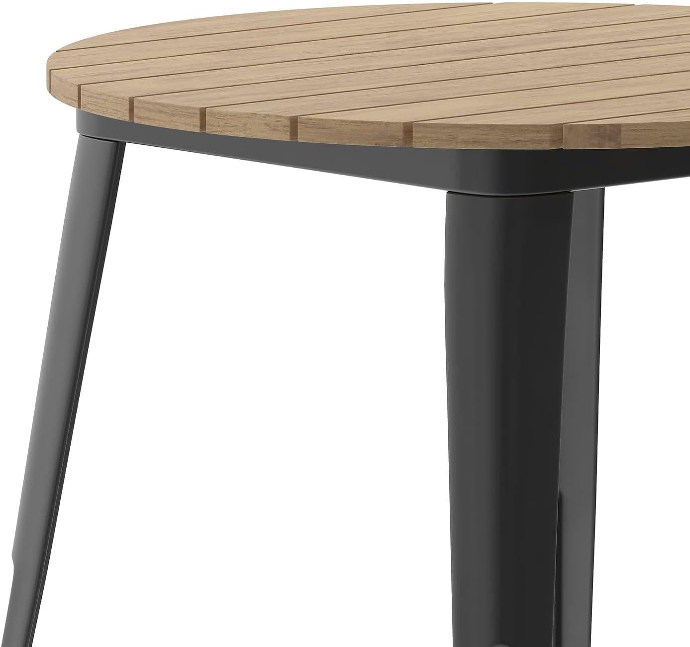 image:imageFlash Furniture Declan Commercial Outdoor Dining Table All Weather Poly Resin Top with Steel Base 30 Round BrownBlackBrownBlack