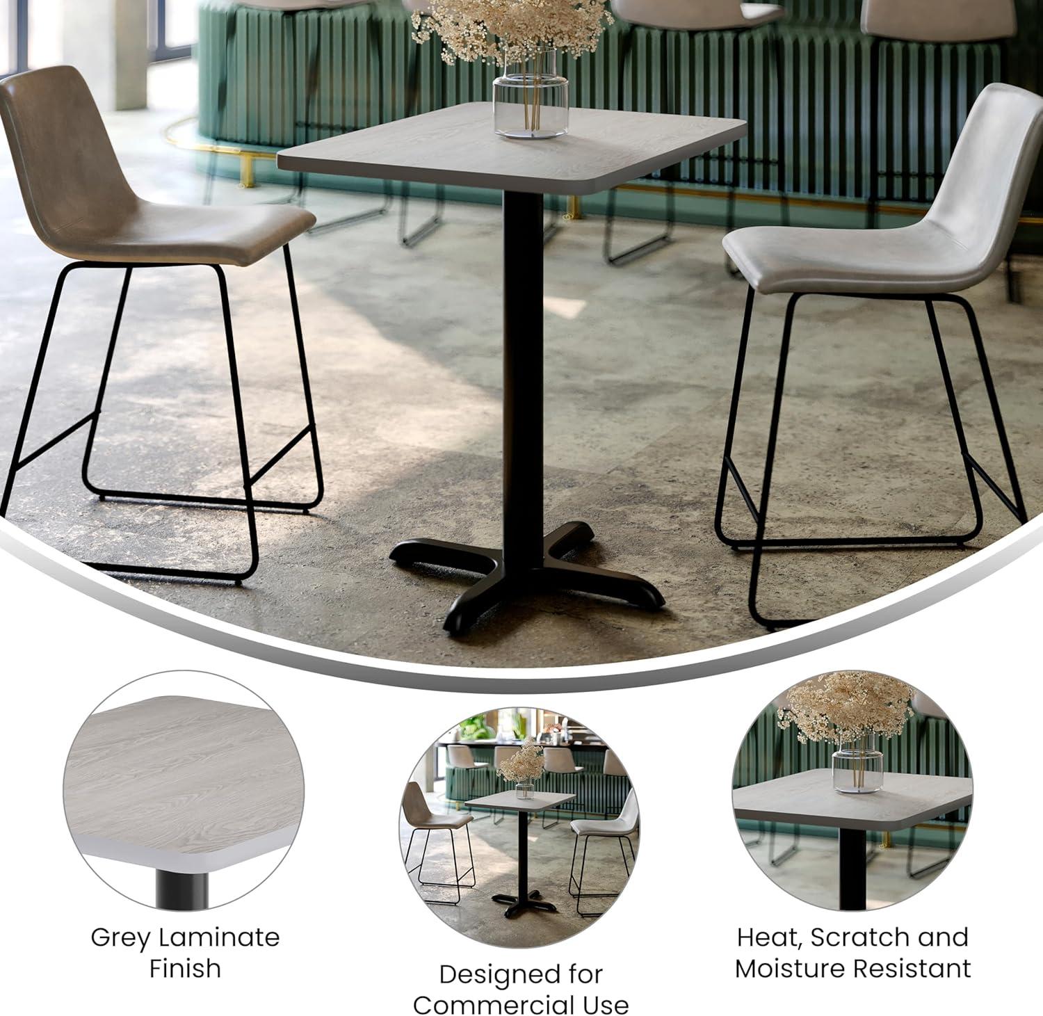 image:imageFlash Furniture Graniss 24 x 30 Rectangular Mahogany Laminate Table Top with 22 x 22 Table Height BaseGrey