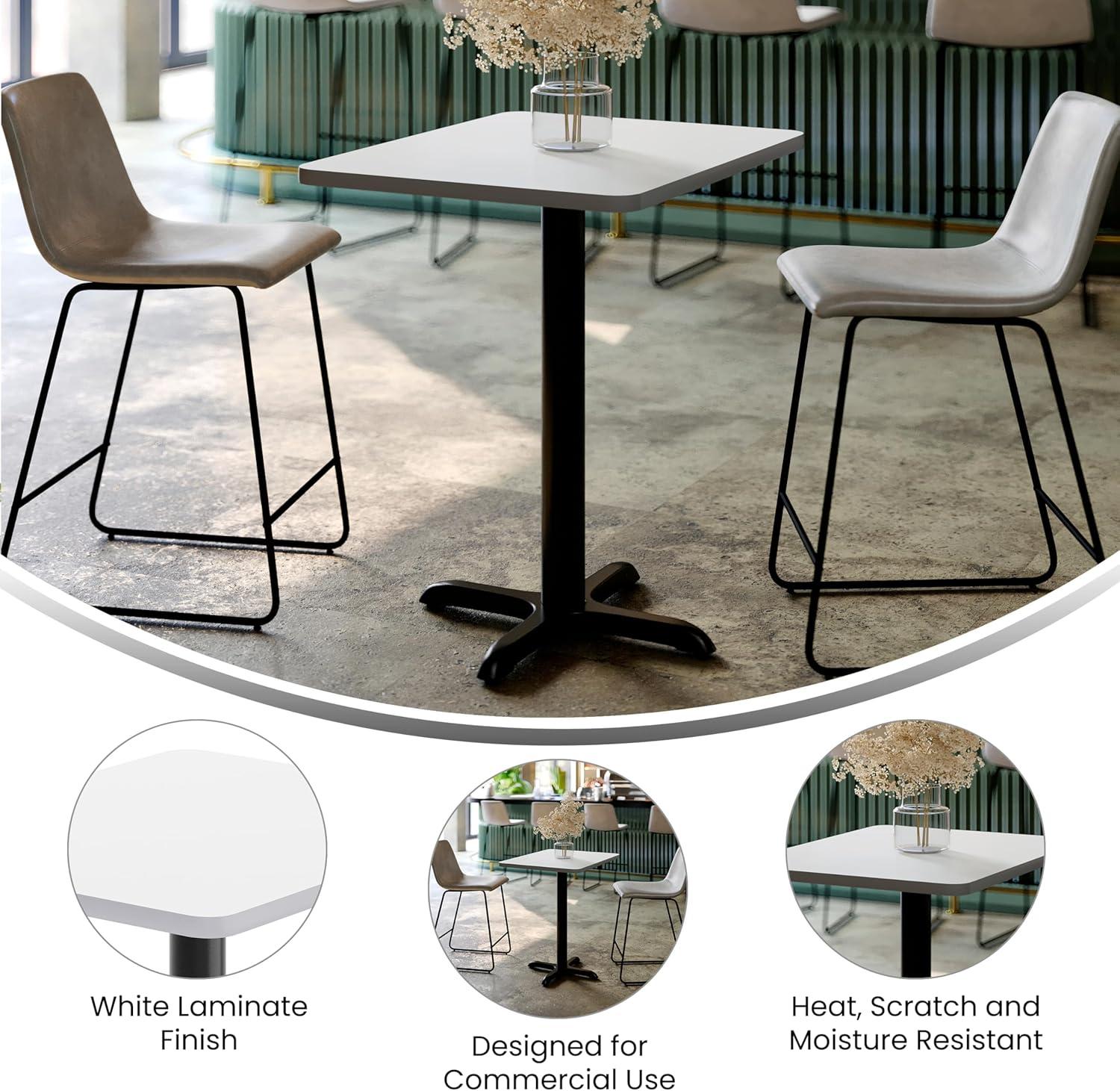 image:imageFlash Furniture Graniss 24 x 30 Rectangular Mahogany Laminate Table Top with 22 x 22 Table Height BaseWhite