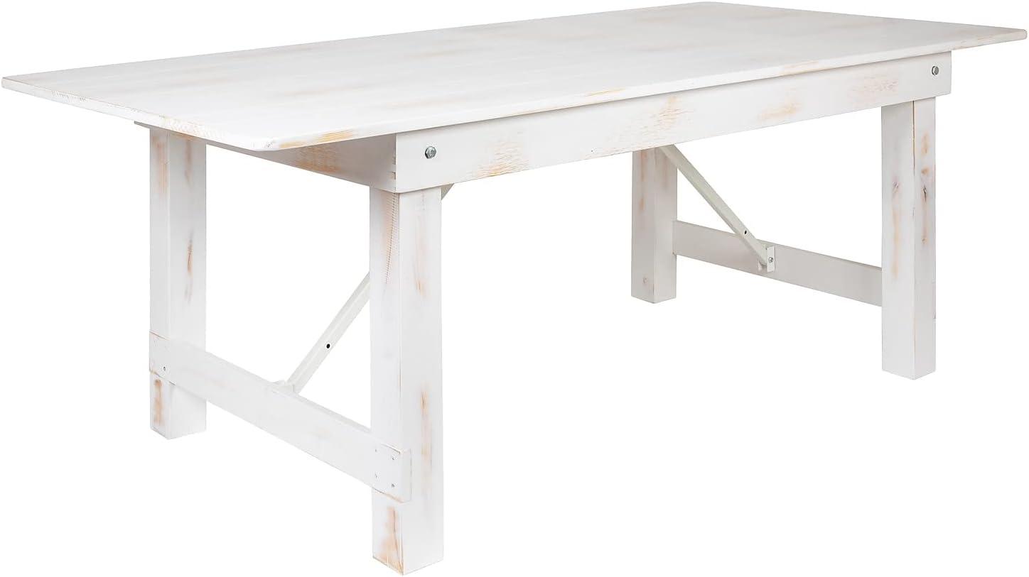 image:imageFlash Furniture HERCULES Series 7 x 40 Antique Rustic Folding Farm Table and Four Bench SetAntique Rustic White