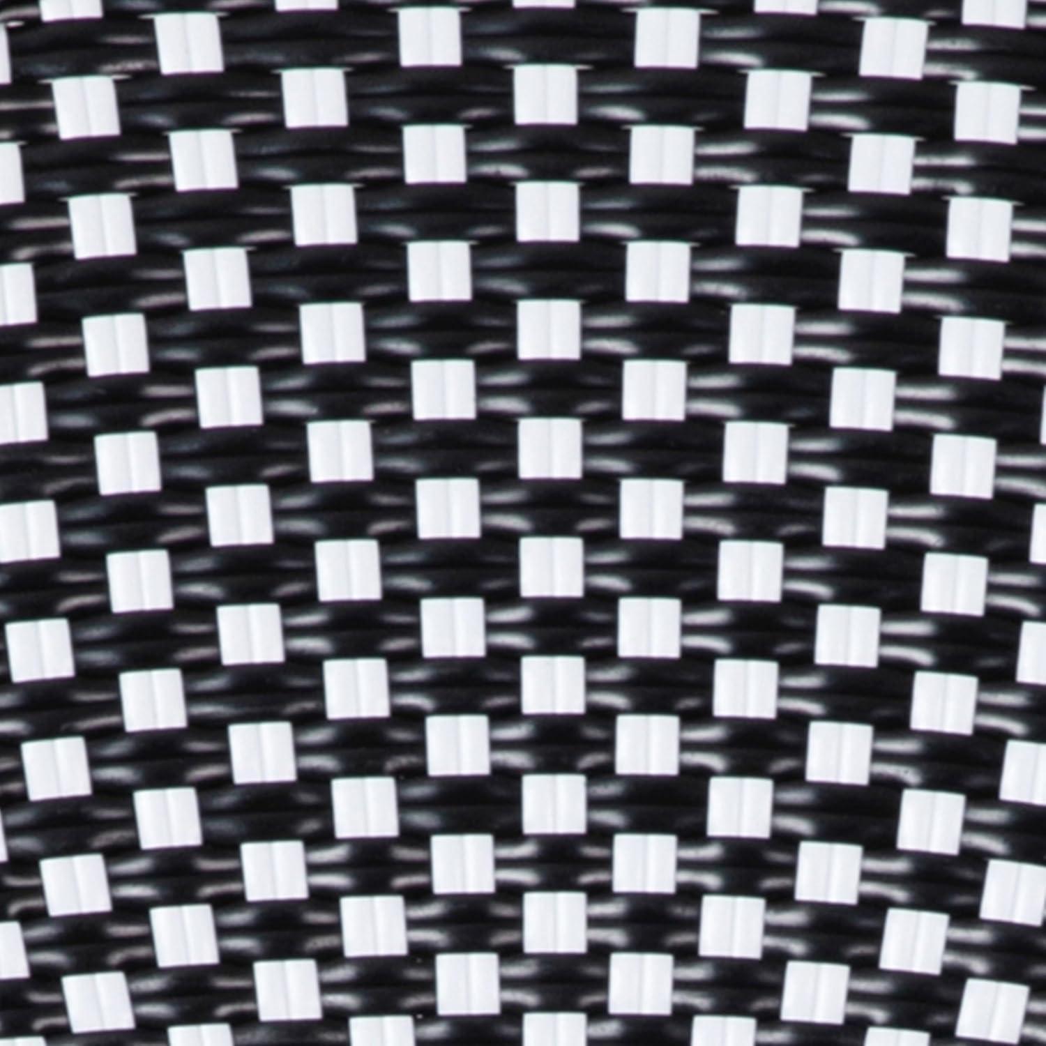 image:imageFlash Furniture Lourdes IndoorOutdoor Commercial Bistro Set Tempered Glass Top Table 4 Chairs PE Rattan NAT Bamboo Print Aluminum Frame BlackWhite