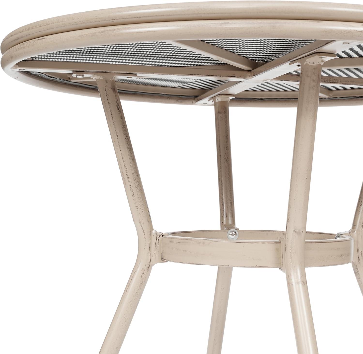 image:imageFlash Furniture Marseille IndoorOutdoor Commercial Bistro Set Tempered Glass Top Table 4 Chairs Textilene Lt NAT Bamboo Print Aluminum Frame BlkWhtBlack White TextileneLight Natural Frame